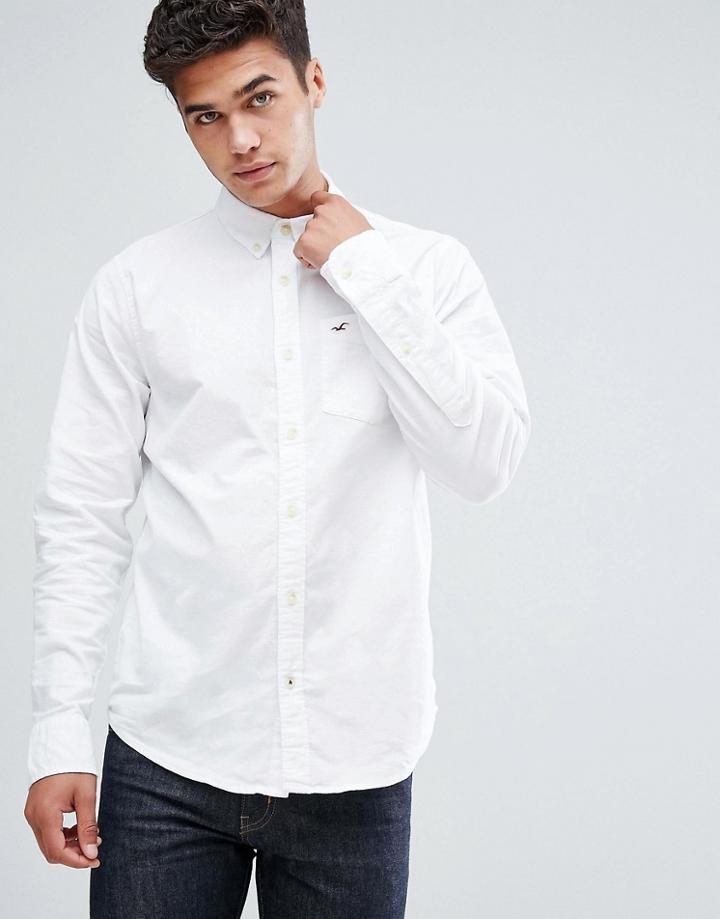 Hollister Oxford Shirt Buttondown Slim Fit In White - White