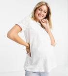 Asos Design Materntiy Exclusive T-shirt With Eyelet Sleeve Detail In White
