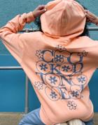 Crooked Tongues Hoodie With Floral Back Print In Coral - Part Of A Set-blues