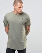 Religion Short Sleeve Longline Crew Neck T-shirt - Green