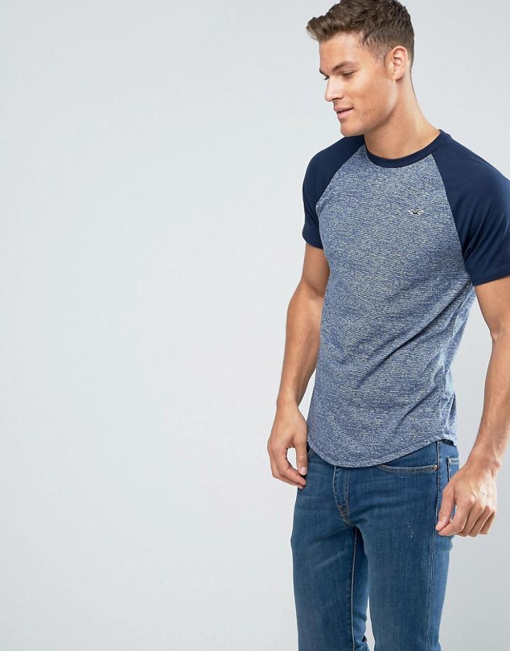 Hollister T-shirt Slim Fit Baseball Raglan In Blue - Blue