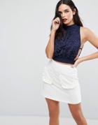 Love High Neck Lace Top - Navy