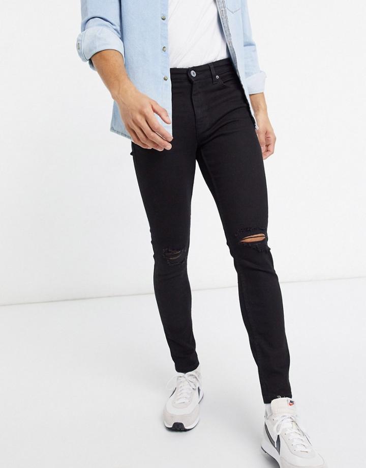 New Look Skinny Jeans With Knee Rips In Black