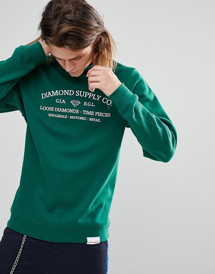 Diamond Supply Sweatshirt With Time Piece Print - Green