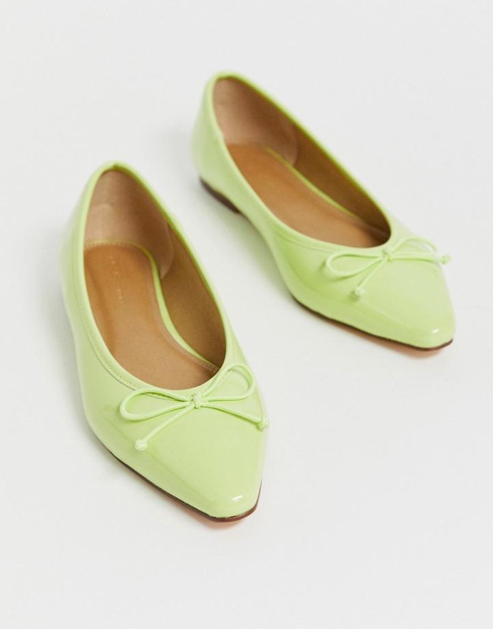 Asos Design Locked Pointed Ballet Flats In Green