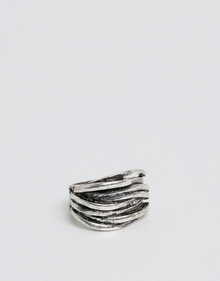 Asos Ring In Silver With Wrap Over Design - Silver