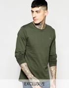 Farah T-shirt With F Logo Slim Fit Exclusive Long Sleeves - Evergreen