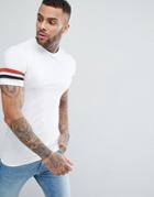 Asos Muscle Fit T-shirt With Contrast Sleeve Panels - White