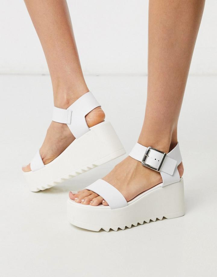 Steve Madden Lake Chunky Flatform Sandal In White Leather