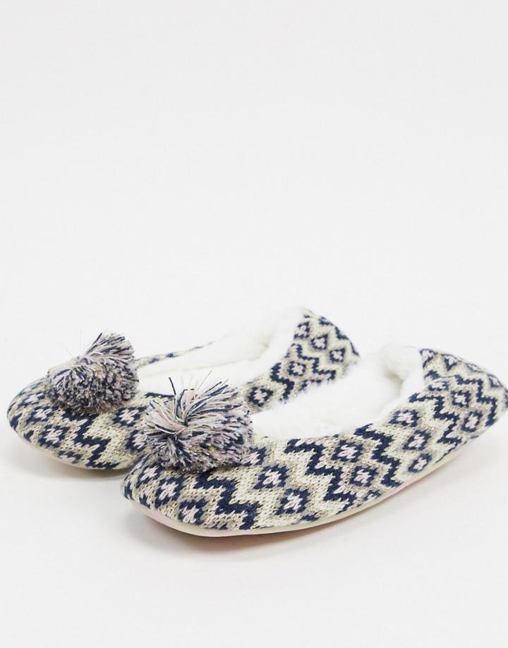 Totes Fairisle Ballet Slippers In Multi