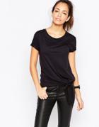 New Look Knot Front Tee - Black