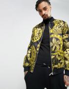 Versace Jeans Bomber Jacket With All Over Print - Black