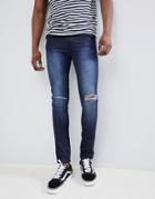 Loyalty And Faith Siret Super Skinny Jeans With Ripped Knees In Dark Wash - Blue