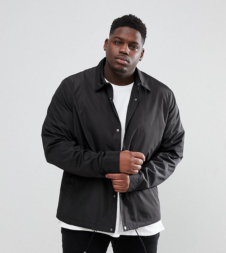 Asos Design Plus Coach Jacket In Black - Black