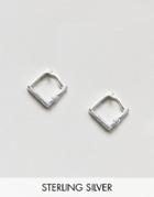 Asos Sterling Silver Mini Square Hoop Earrings - Silver