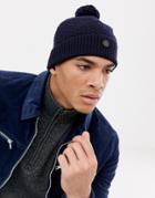 Ted Baker Multhat Bobble Beanie With Multi Stitch - Navy