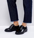 Asos Marianne Wide Fit Premium Leather Flat Shoes - Black
