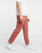 Asos Design Straight Crop Jeans In Dark Peach-red