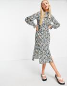 Influence Long Sleeve Midi Dress In Floral Print-multi