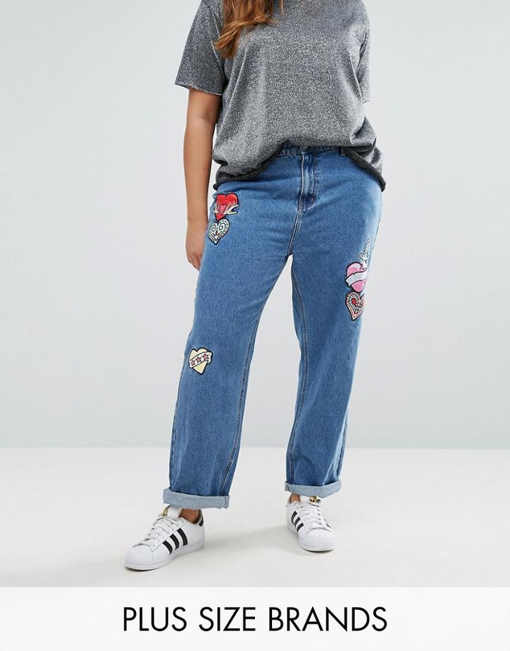 Alice & You Embroidered Heart Badge Denim Jean - Blue