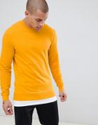 Asos Design Muscle Sweatshirt In Yellow With Hem Extender