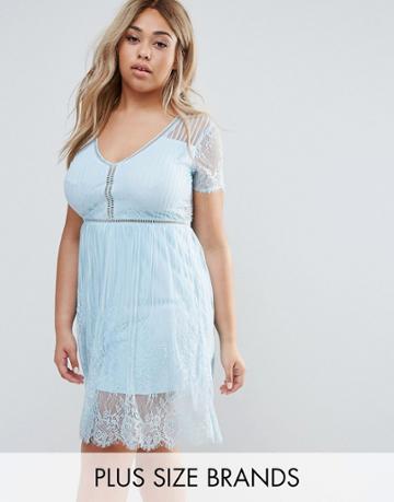 Club L Plus Lace Mini Dress - Blue