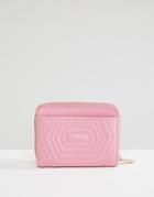 Ted Baker Quilted Bow Small Zip Purse In Leather - Pink