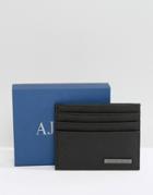 Armani Jeans Card Holder In Safiano Faux Leather - Black