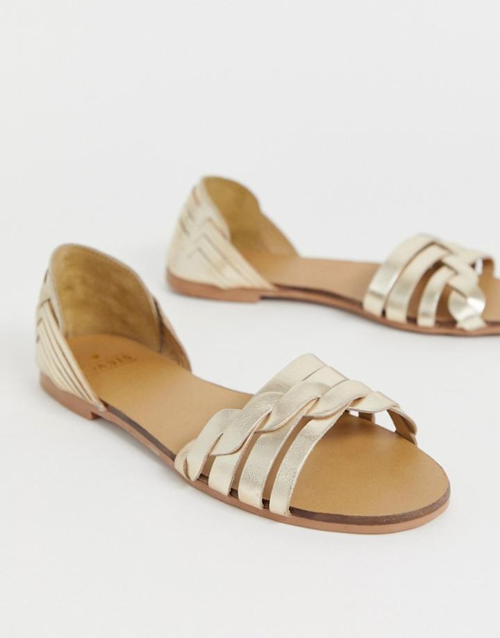 Oasis Flat Huarache Sandals In Gold - Gold