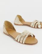 Oasis Flat Huarache Sandals In Gold - Gold