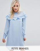 Vero Moda Petite High Neck Ruffle Smock Dress - Blue