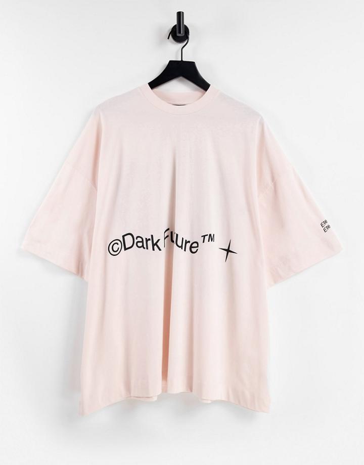 Asos Dark Future Oversized T-shirt With Logo Space Print In Shell Pink - Part Of A Set
