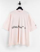 Asos Dark Future Oversized T-shirt With Logo Space Print In Shell Pink - Part Of A Set