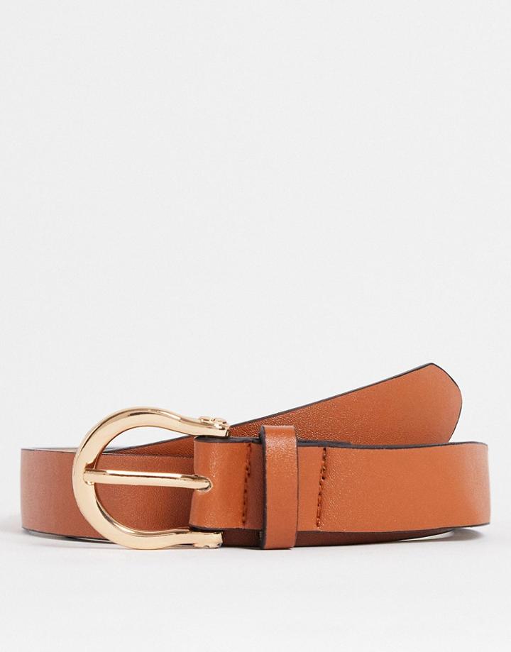 Madein Gold Buckle Belt In Tan-brown