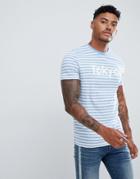 Asos Design T-shirt With Stripe And Tokyo Print - Multi