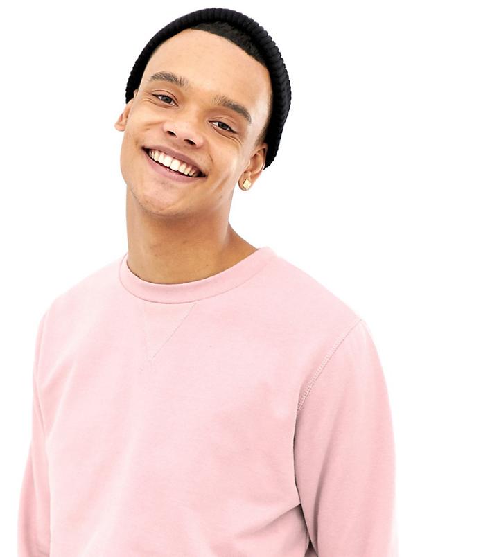 Brave Soul Tall Basic Crew Neck Sweat - Pink