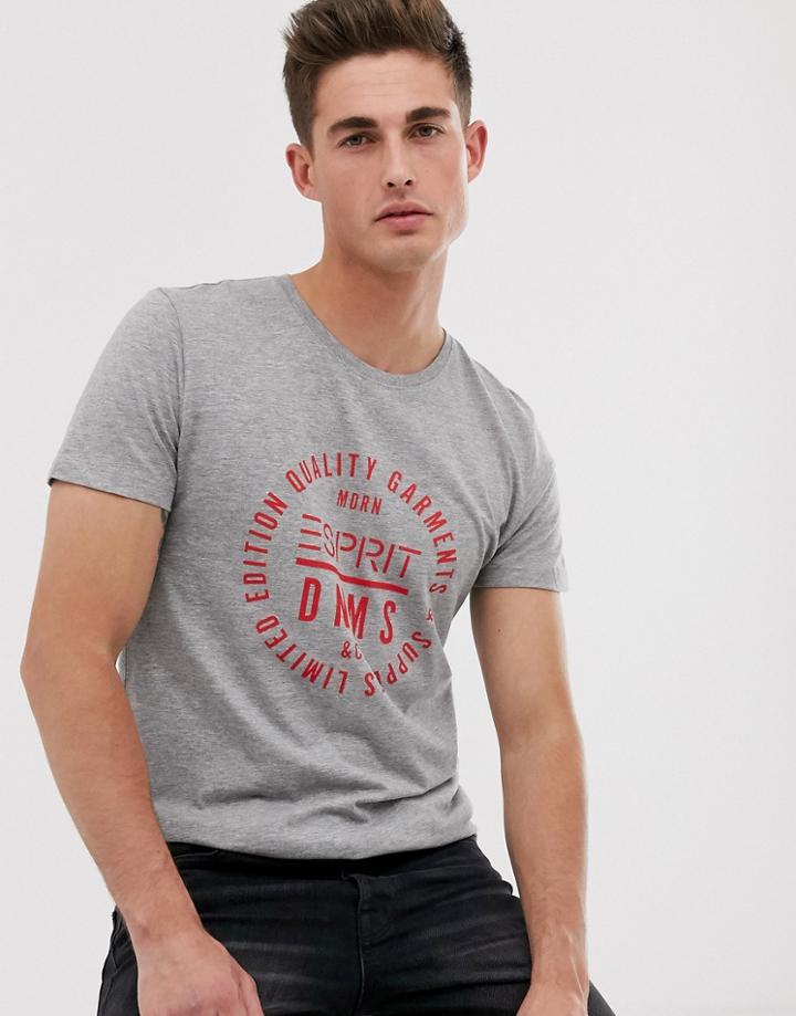 Esprit T-shirt With Branded Logo In Gray
