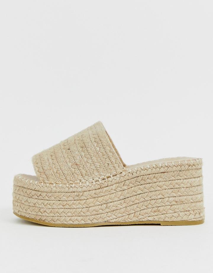 Raid Melody Natural Espadrille Flatform Slides - Beige