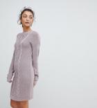 Fashion Union Tall Sweater Dress In Cable Knit - Purple