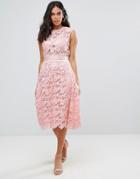 Forever Unique Lace Midi Dress - Pink