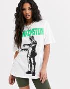 Criminal Damage X Monsters Oversized T-shirt With Frankenstein Print-white