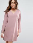 Asos Plunge Neck A-line Mini Dress - Pink