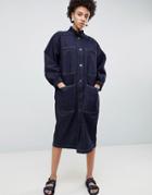 Asos White Balloon Sleeve Dress - Blue