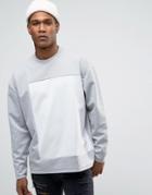 Asos Oversized Bonded Sweatshirt With Cut & Sew - Gray