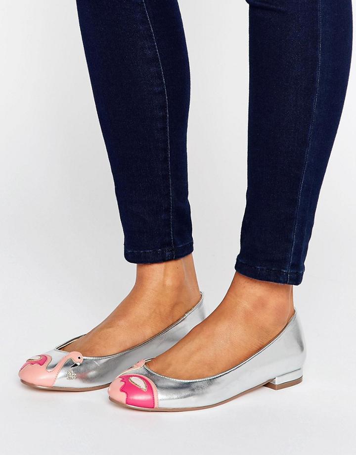 Asos Lamingo Flamingo Ballet Flats - Silver