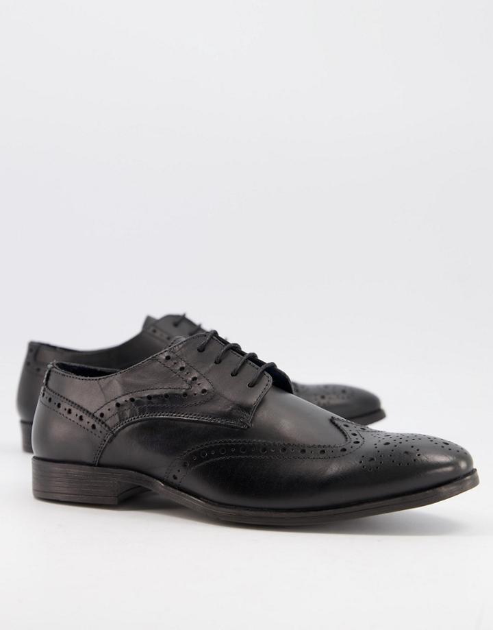 Silver Street Punched Toe Cap Shoes In Black