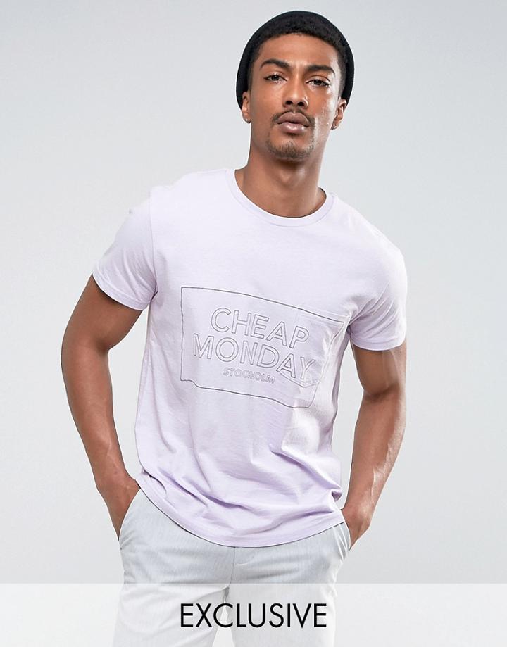 Cheap Monday Standard Pocket T-shirt Thin Box Logo - Purple
