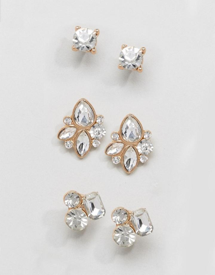 Aldo Gem Cluster Multpack Earrings - Gold