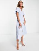 Vila Bridesmaid Recycled Wrap Midi Dress In Blue