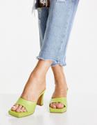 Topshop Reese Leather Platform Mule In Lime-green